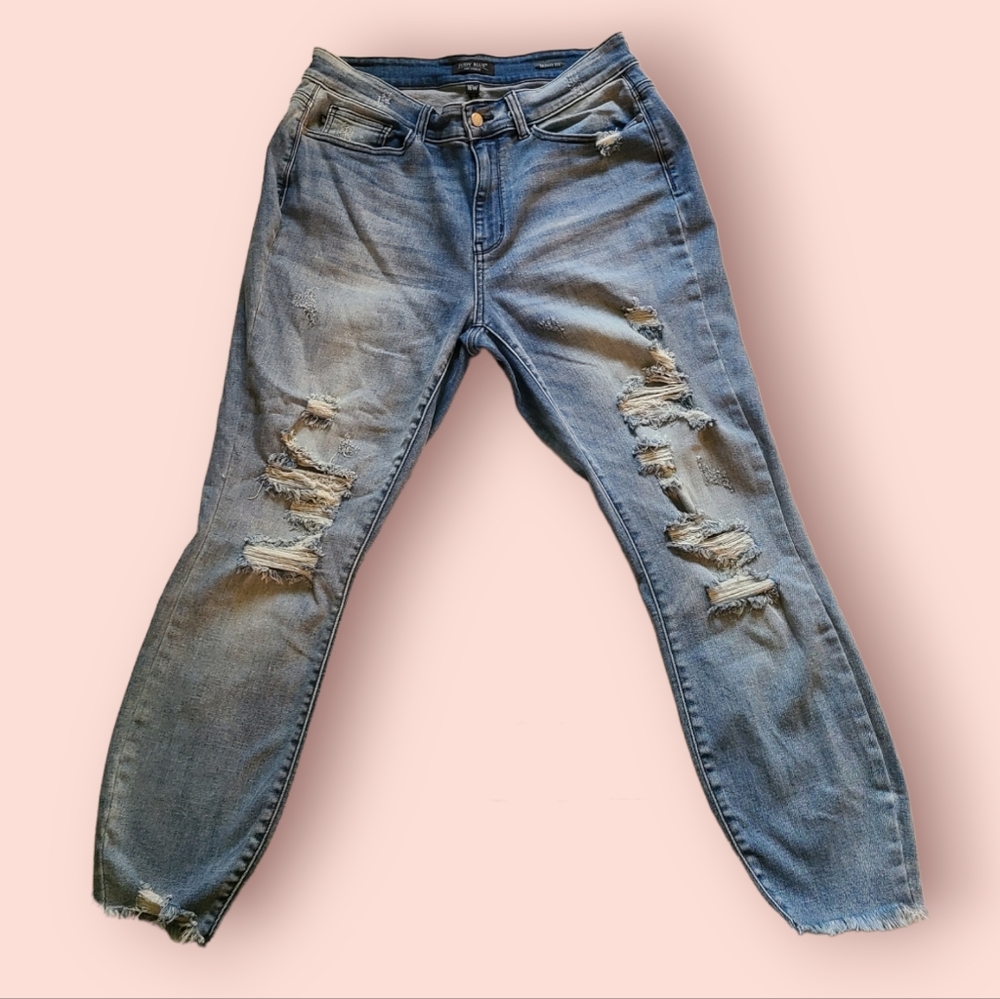 Judy Blue Skinny fit distressed jeans jb82241MF-PL ripped frayed 16W plus